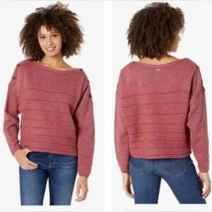 Prana Phono Mauve Cropped Boat Neck Wool Blend Sweater - Size L